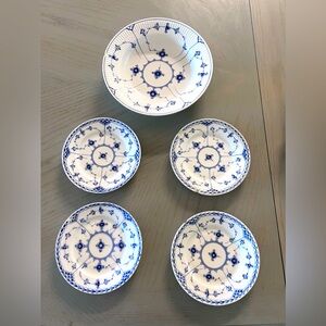 5 Royal Copenhagen Denmark Blue Fluted Dinner And Dessert Plate #165 #574